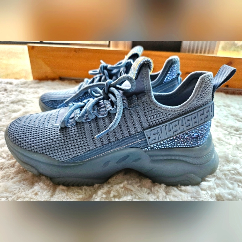 Steve Madden Maxima Sneakers, Shoes, Rhinestones, Baby Blue Multi, Size 8.5